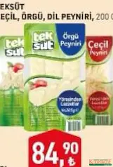 TEKSÜT ÇEÇİL, ÖRGÜ, DİL PEYNİRİ 200 G fiyat ve kampanya bilgisi